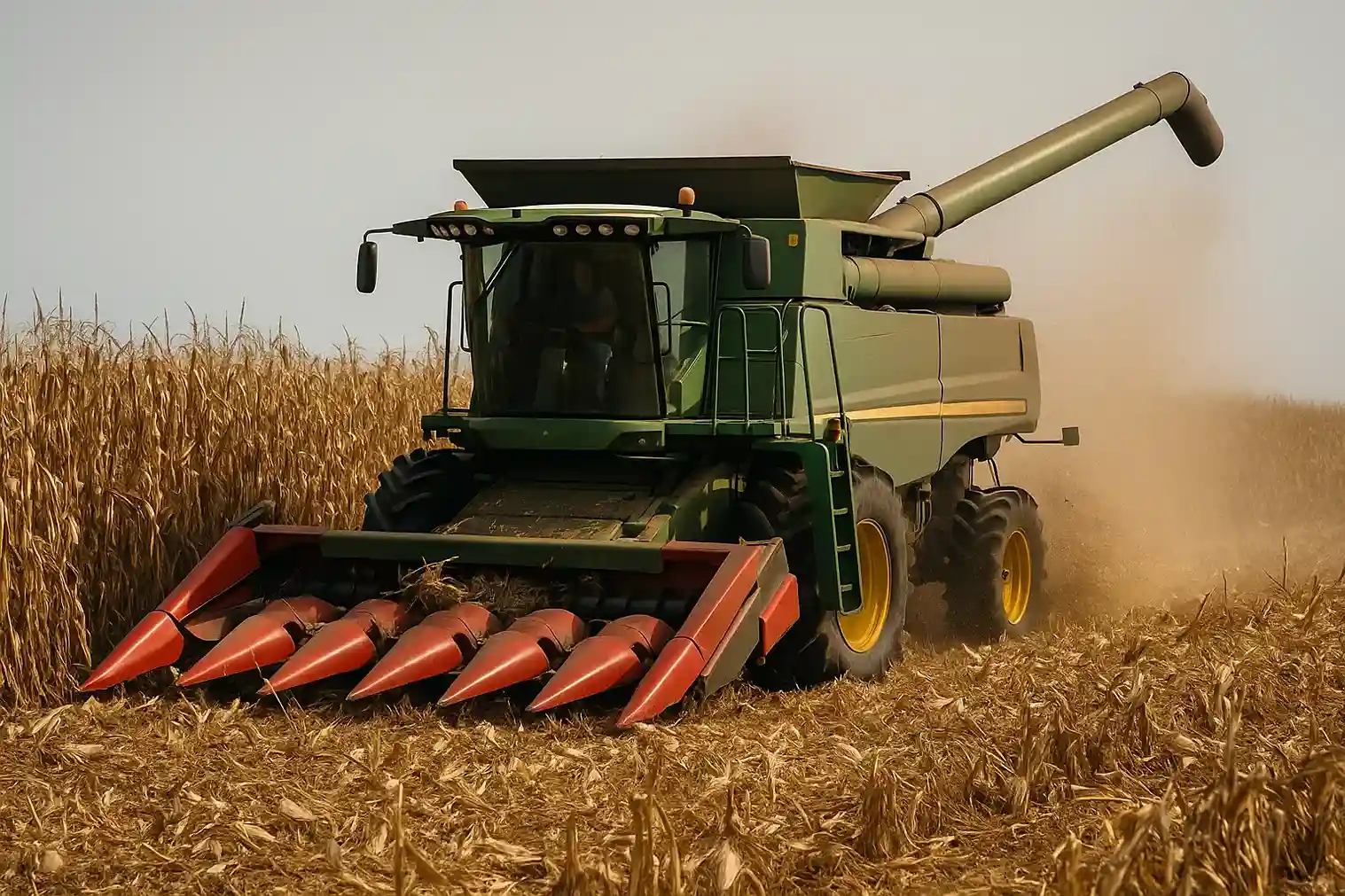 como funciona una cosechadora de maiz