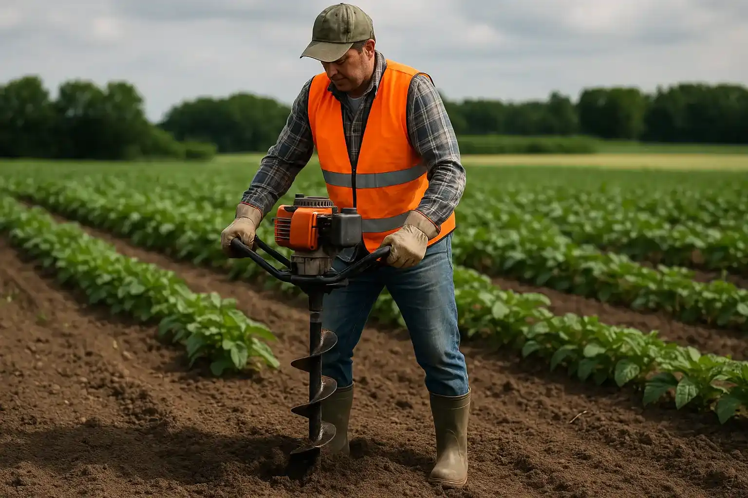 herramienta para abrir huecos en tierra